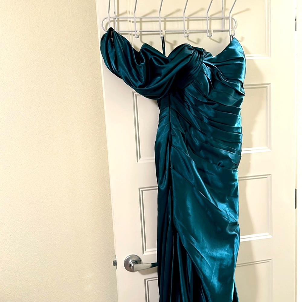 Custom ballgown in Emerald Green
